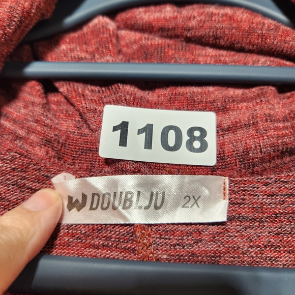 Doublj Plus Size 2X Heathered Rose Color Cowl Neck Midi Dress Stretchy - Picture 3 of 8